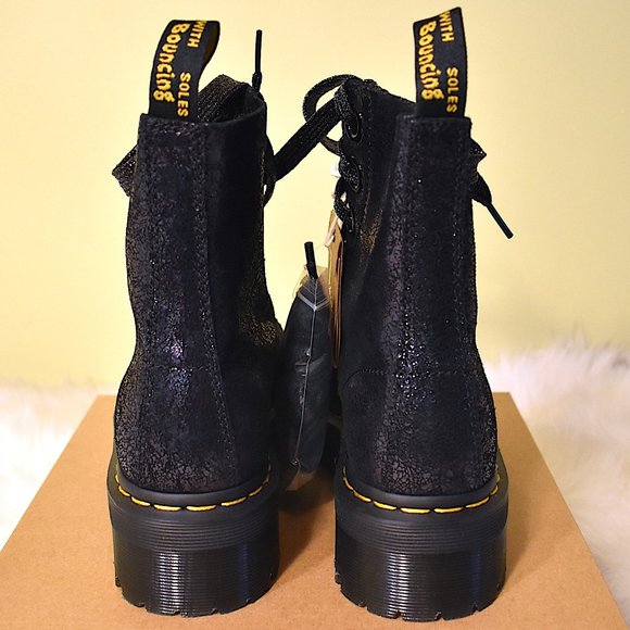 Dr. Martens | Molly Iridescent Crackle Black Boots - Picture 2 of 13